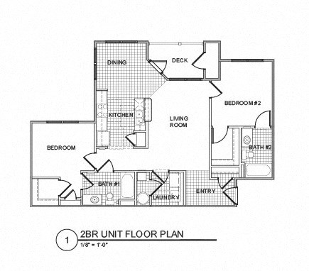 Floor plan for 2 beds, 2 baths, 1239 sqft